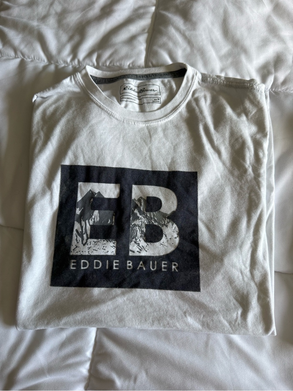 Eddie Bauer White Tee with Black Logo Block